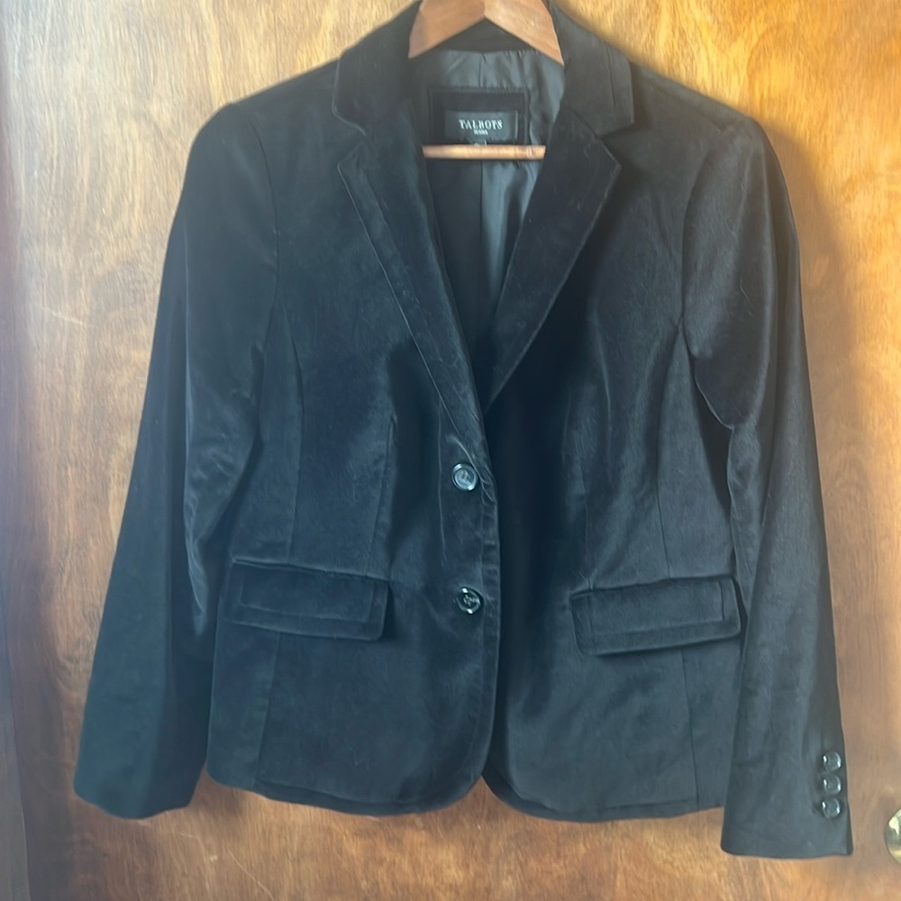 Talbots Black Cotton Velvet Blazer